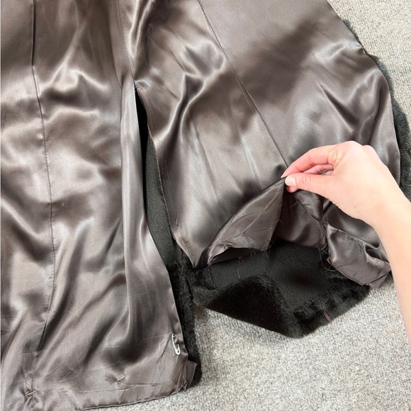 Vintage Borgana Brown Faux Fur Mid Length Double Breased Pea Coat Women’s Medium - Picture 7 of 14